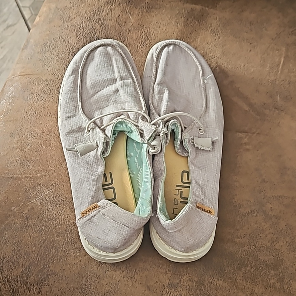 Hey Dude Wendy Chambray Beige Size 6 - Picture 2 of 4